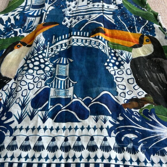 Farm Rio Ancient Garden Mini Dress Sleeveless Small Blue/White - Picture 5 of 13